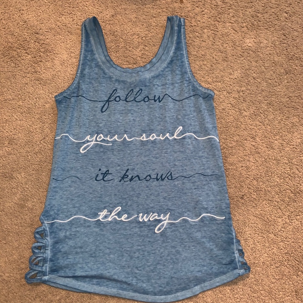 Blue “Follow your soul it knows the way” tank top
